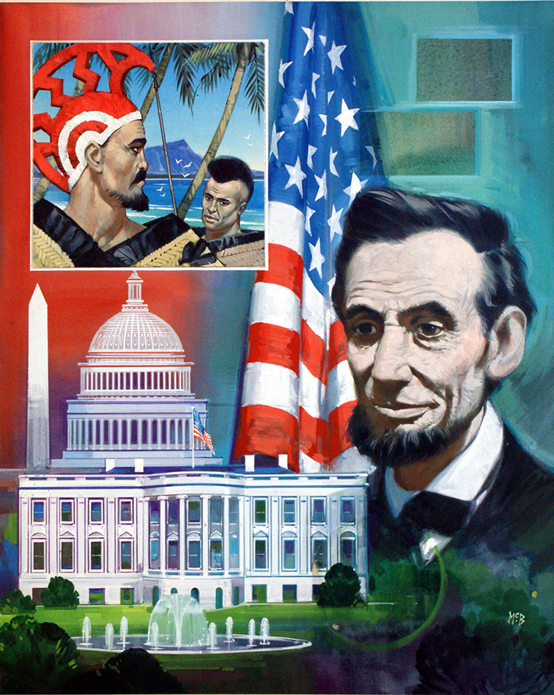 Abraham Lincoln And Then There Were 50 (Original) (Signed) art by American History (Angus McBride) at The Illustration Art Gallery