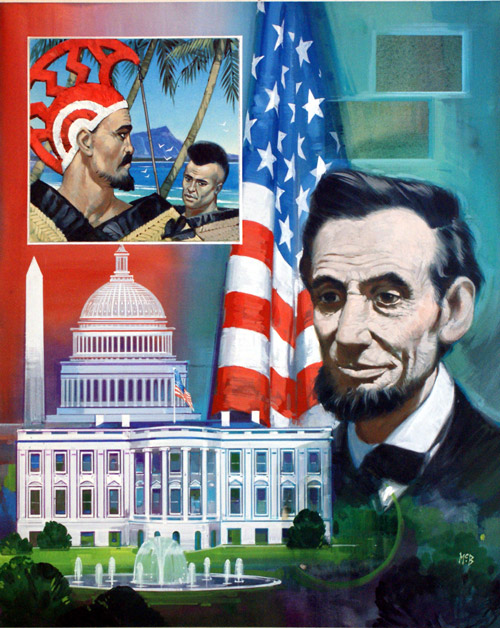 Abraham Lincoln And Then There Were 50 (Original) (Signed) by American History (Angus McBride) at The Illustration Art Gallery