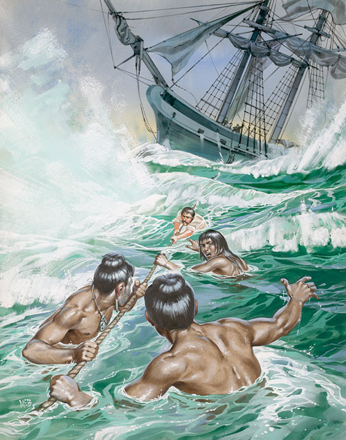 Maoris to the Rescue (Original) (Signed) by Angus McBride at The Illustration Art Gallery