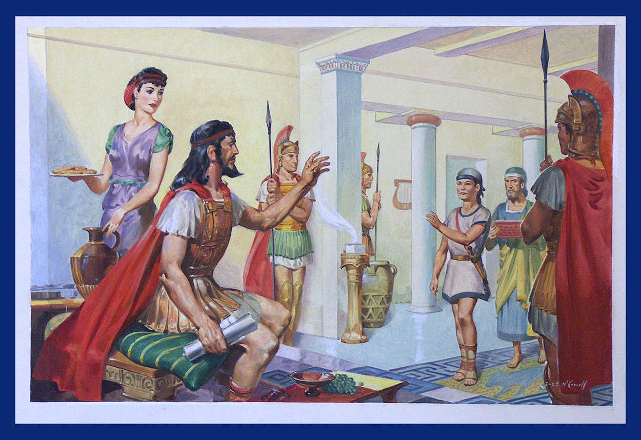 Telemachus Welcomed by Nestor (Original) (Signed) art by James E McConnell Art at The Illustration Art Gallery