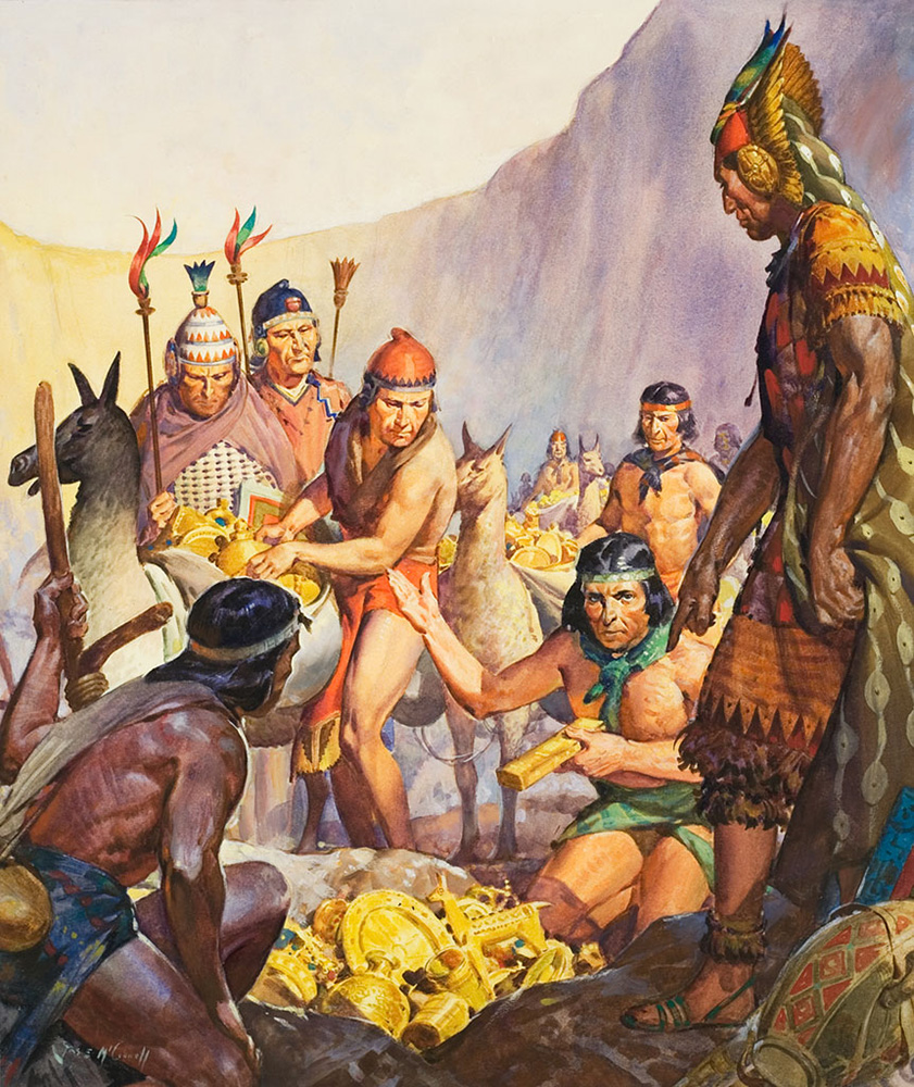 Hidden Gold Of The Incas (Original) (Signed) art by James E McConnell Art at The Illustration Art Gallery