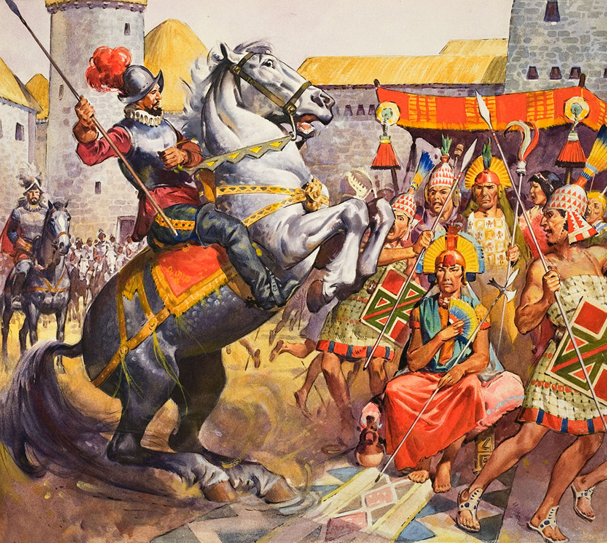 Conquistadors And Incas Original Signed By James E McConnell Art At