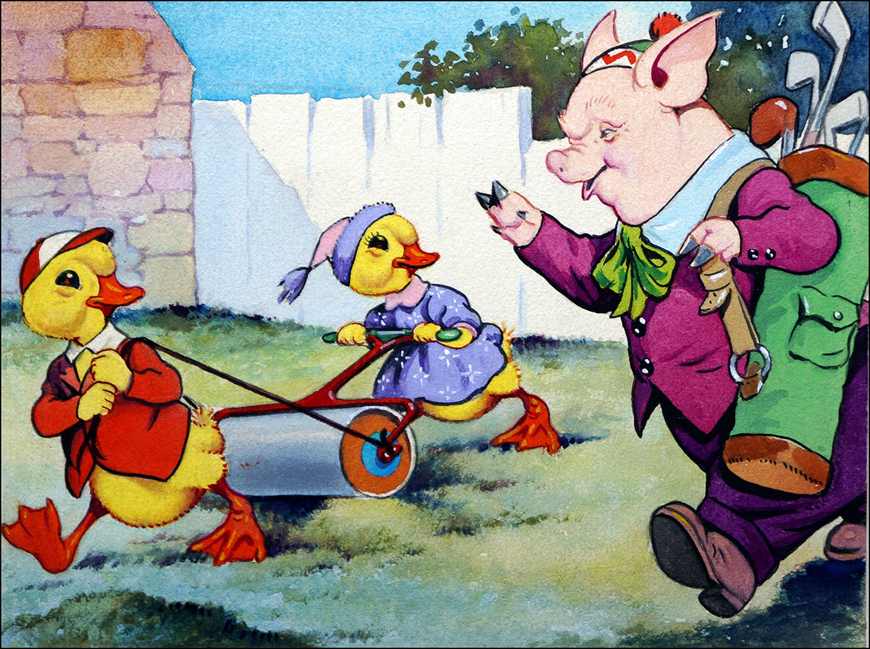 Dicky and Dolly Go For A Mow (Original) art by Harold McCready Art at The Illustration Art Gallery