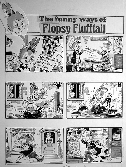 Flopsy Flufftail Gets a Make-Over TWO PAGES (Originals) (Signed) by Hugh McNeill at The Illustration Art Gallery