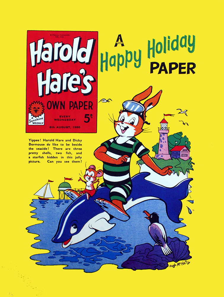 Harold Hare's Happy Holiday Paper cover art (Limited Edition Print) art by Hugh McNeill Art at The Illustration Art Gallery