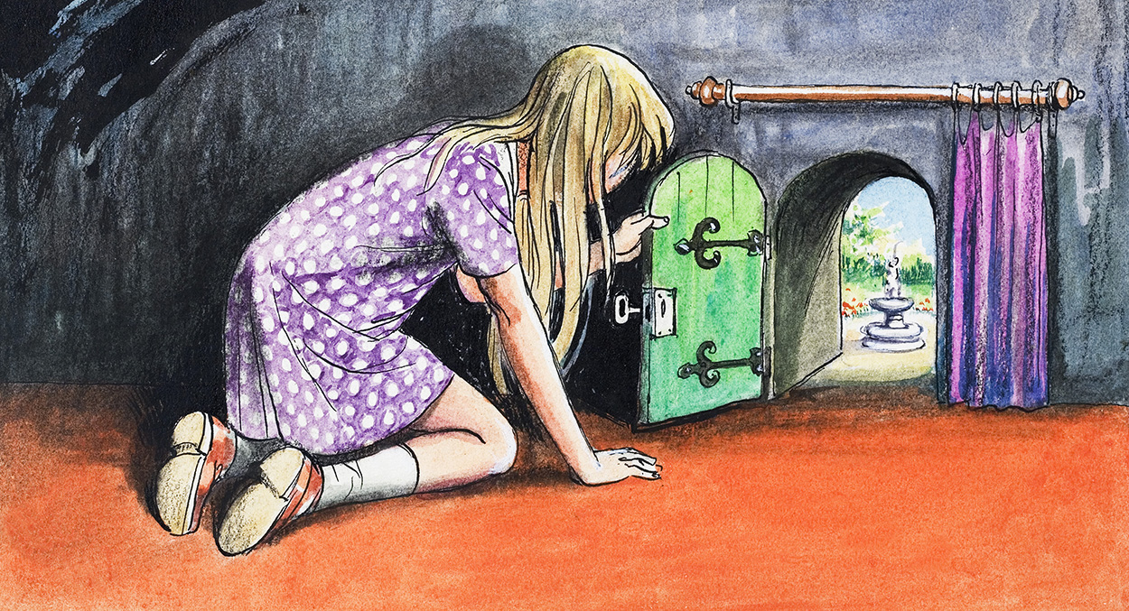 The Tiny Doorway: Alice in Wonderland 06 (Original) art by Alice in Wonderland (Mendoza) at The Illustration Art Gallery