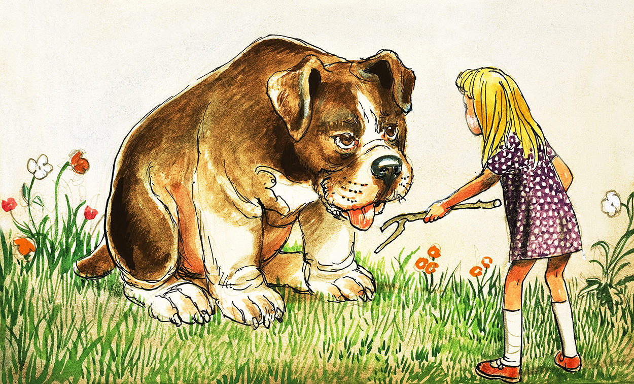Little Alice and the Giant Puppy: Alice in Wonderland 27 (Original) art by Alice in Wonderland (Mendoza) at The Illustration Art Gallery