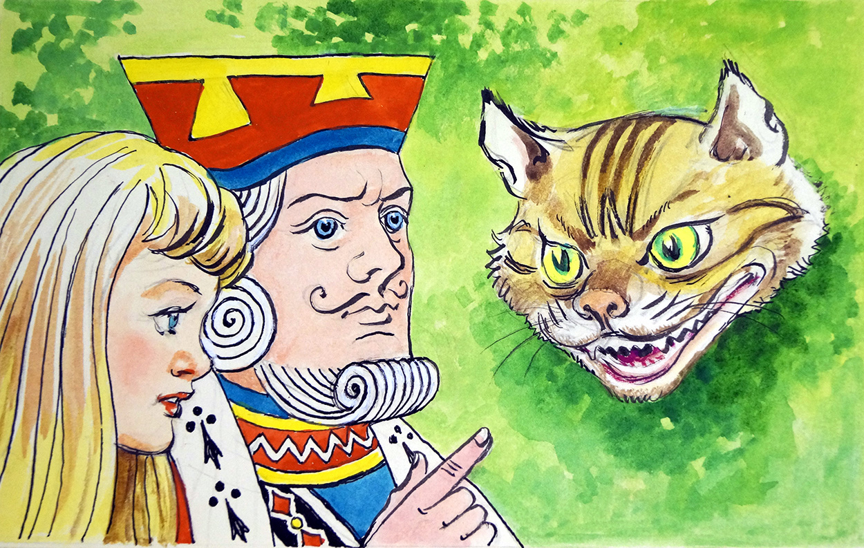 Cheshire Cat and the King: Alice in Wonderland 52 (Original) art by Alice in Wonderland (Mendoza) at The Illustration Art Gallery