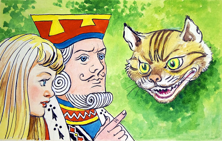 Cheshire Cat and the King: Alice in Wonderland 52 (Original) by Alice in Wonderland (Mendoza) at The Illustration Art Gallery