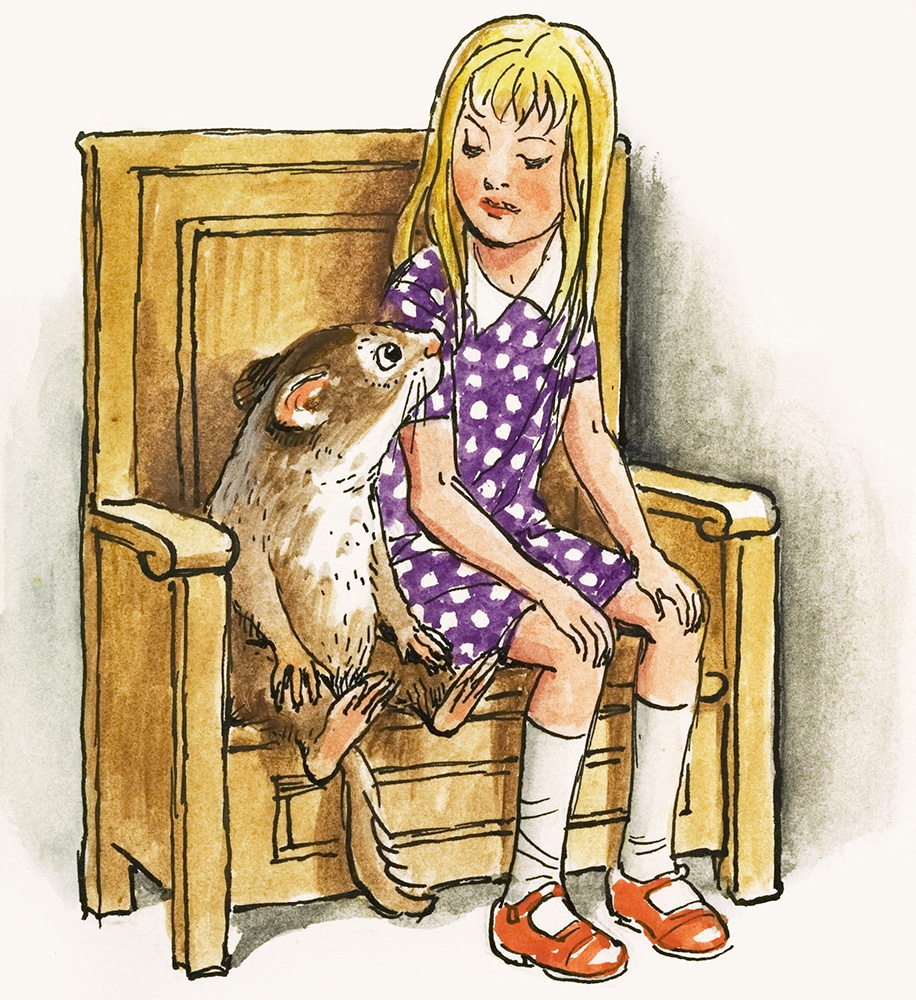 Alice sits with the Dormouse: Alice in Wonderland 65 (Original) art by Alice in Wonderland (Mendoza) at The Illustration Art Gallery