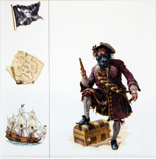 Blackbeard The Pirate (Original) by Edward Mortelmans at The Illustration Art Gallery