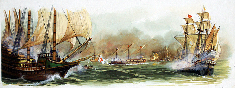 The Sea Battle (Original) by Edward Mortelmans at The Illustration Art Gallery