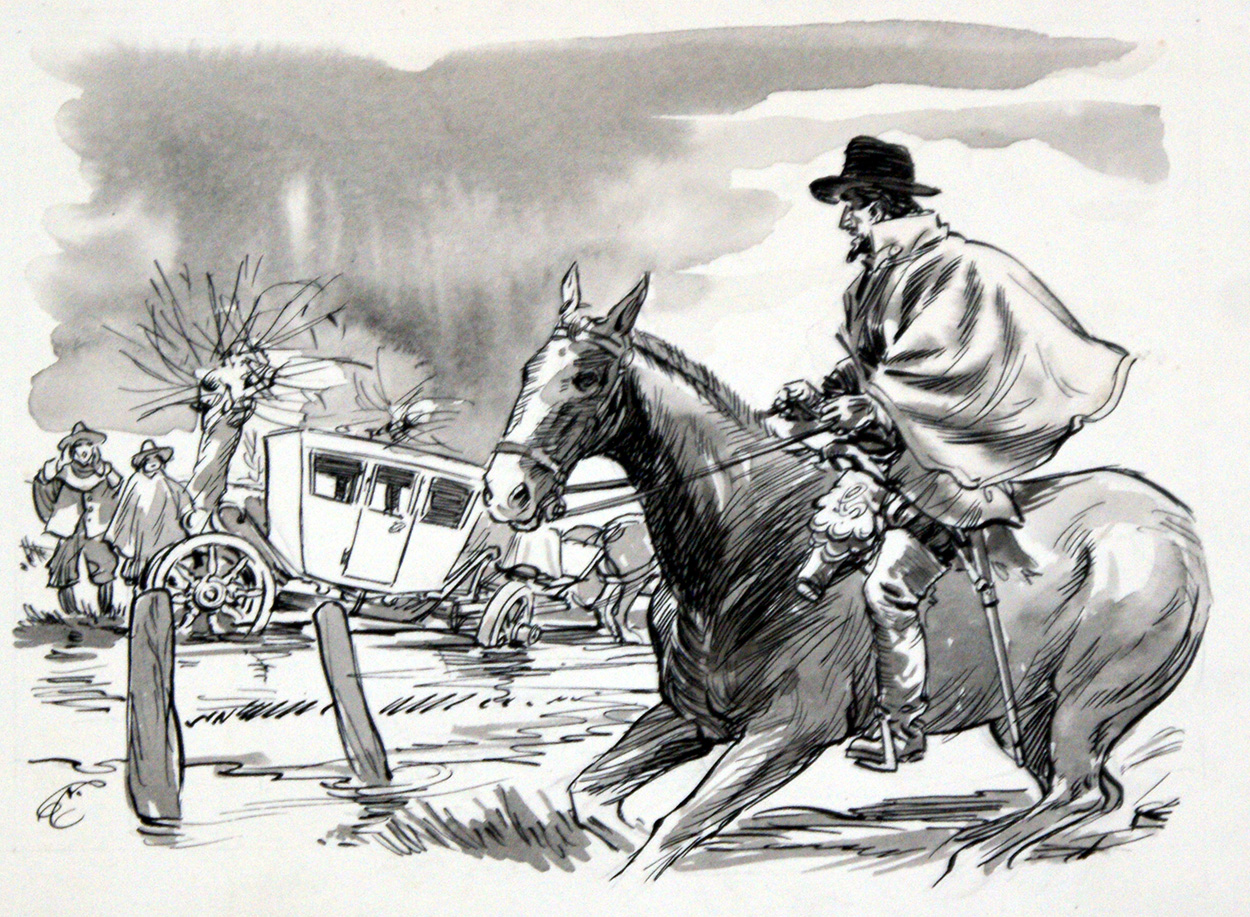 Delivering the Post in Elizabethan Times (Original) (Signed) art by Will Nickless Art at The Illustration Art Gallery