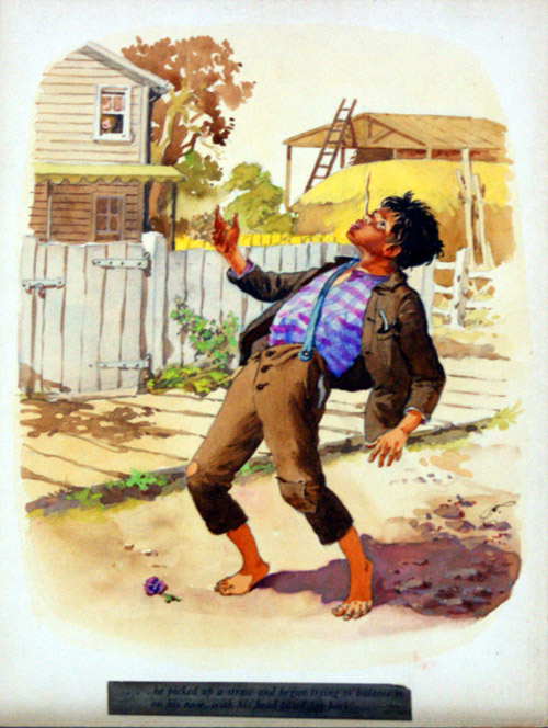 Tom Sawyer Balancing Act (Original) (Signed) by Will Nickless at The Illustration Art Gallery