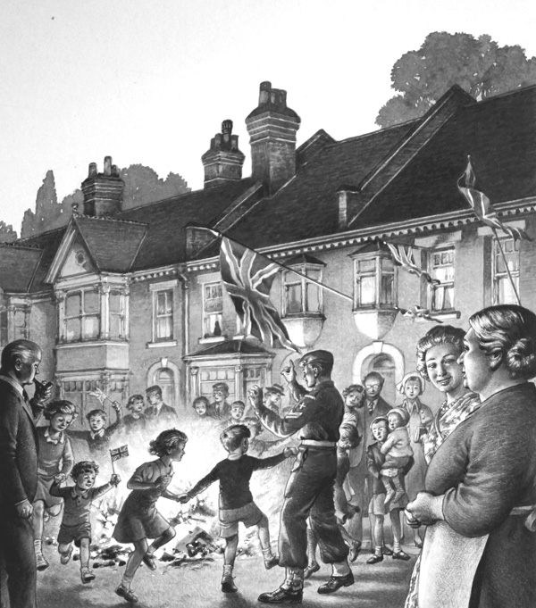 VE Day Celebrations (Original) by British History (Pat Nicolle) at The Illustration Art Gallery