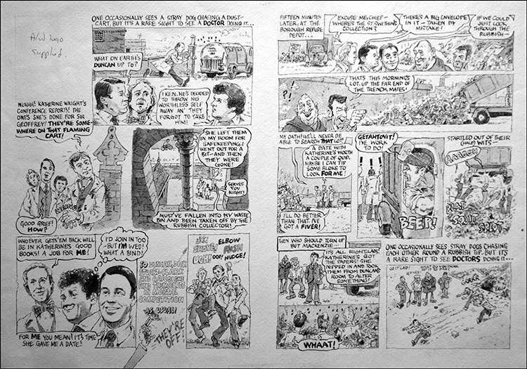 Doctor at Large - Rubbish Collection (TWO pages) (Originals) by Harry North at The Illustration Art Gallery