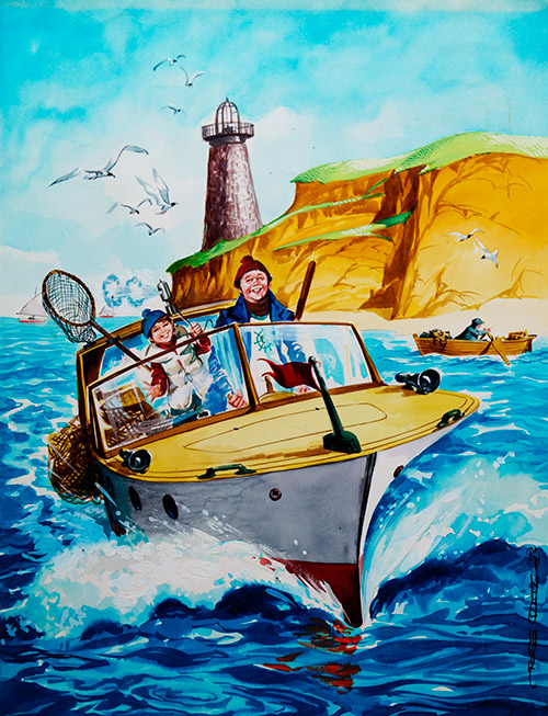 Sam's Grand Fishing Adventure (Original) (Signed) by Jose Ortiz Art at The Illustration Art Gallery