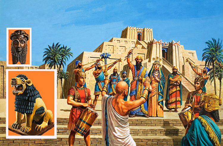Babylonian temple raised to the glory of Sargon (Original) by Ancient History (Payne) at The Illustration Art Gallery