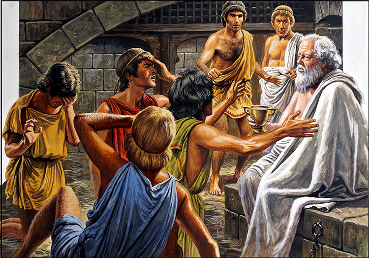 The Death of Socrates (Original) by Ancient History (Payne) at The Illustration Art Gallery