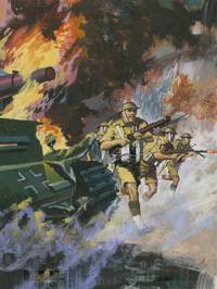 Battle Picture Library cover #174  'Blaze of Action' (Original) (Signed)