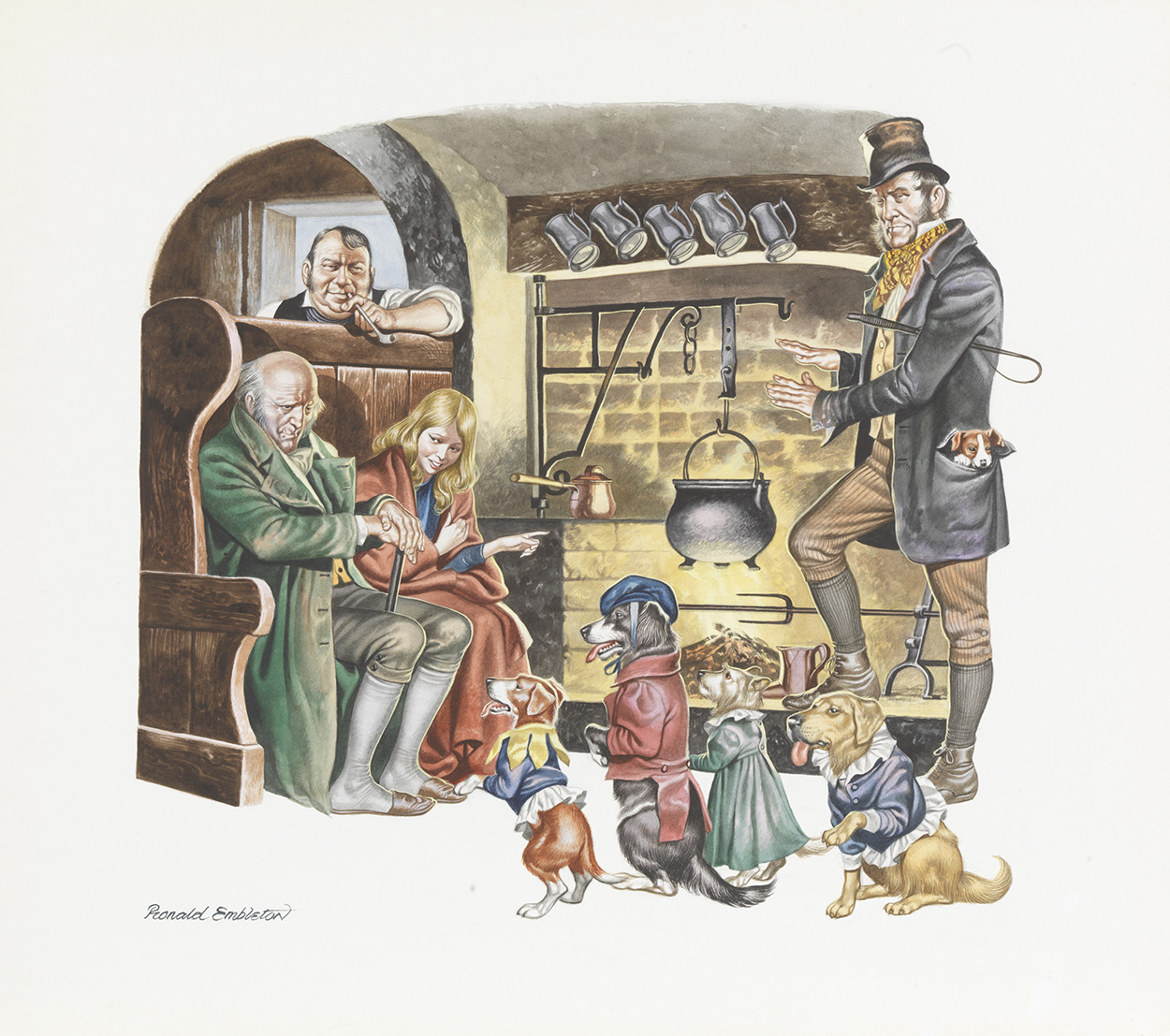 The Old Curiosity Shop: Soup and Hungry Dogs (Original) (Signed) art by Charles Dickens (Ron Embleton) at The Illustration Art Gallery