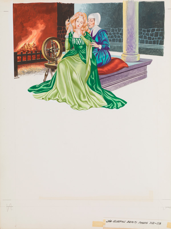 Sleeping Beauty pricks her finger (Original) by Sleeping Beauty (Ron Embleton) at The Illustration Art Gallery