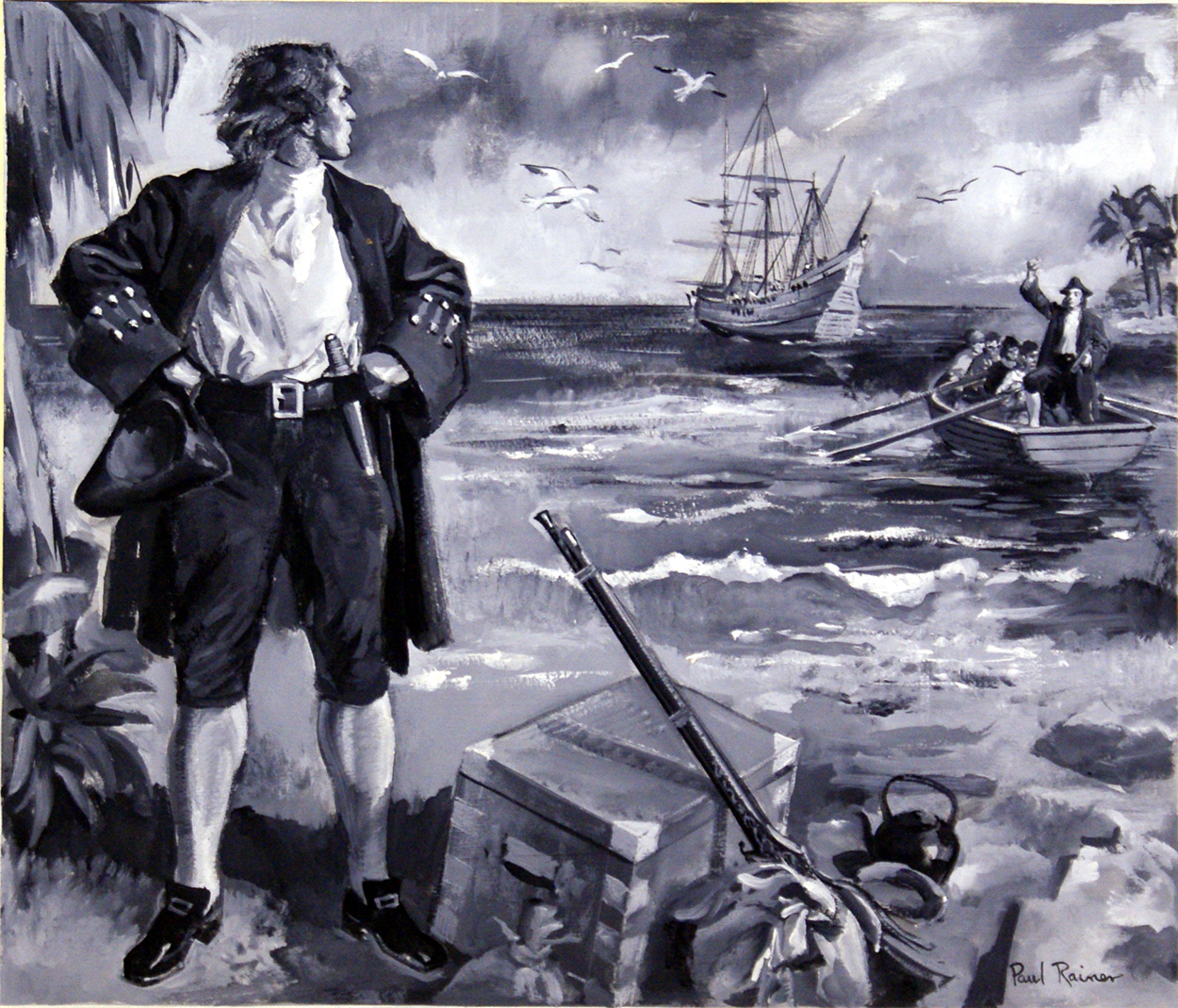 Alexander Selkirk: the Real Life Robinson Crusoe (Original) (Signed) art by Paul Rainer Art at The Illustration Art Gallery