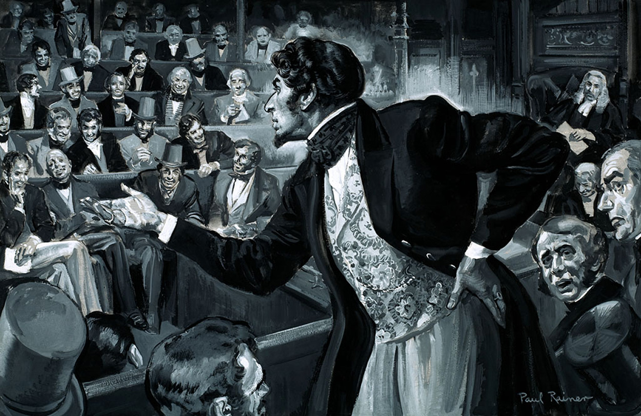 Benjamin Disraeli maiden speech to Parliament (Original) art by Paul Rainer Art at The Illustration Art Gallery