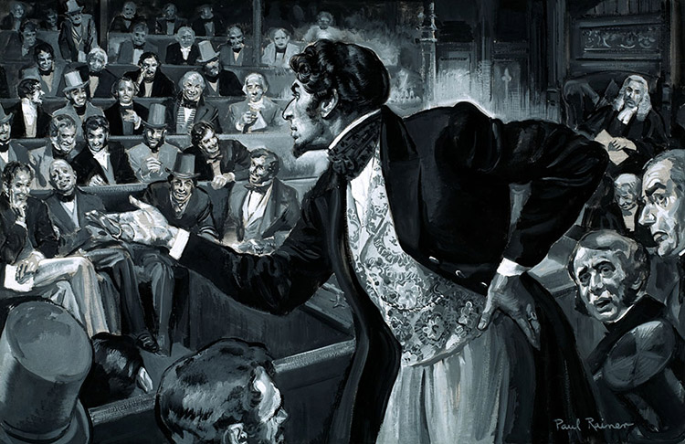 Benjamin Disraeli maiden speech to Parliament (Original) by Paul Rainer Art at The Illustration Art Gallery