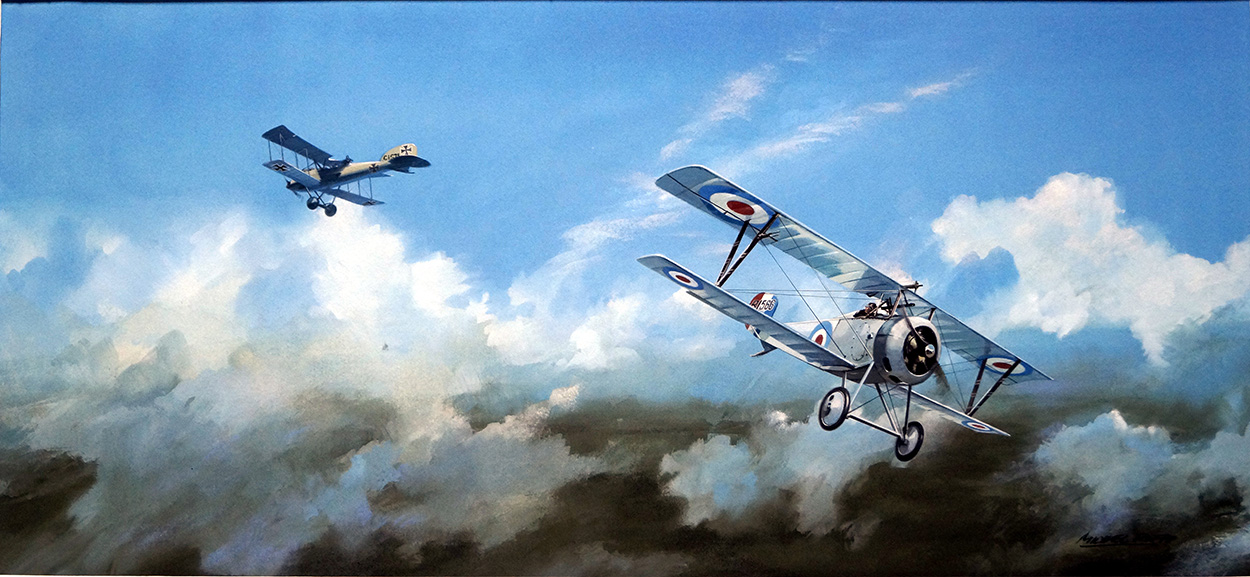 Billy Bishop Air Ace and his Nieuport Type 17 (Original) (Signed) art by Michael Roffe at The Illustration Art Gallery