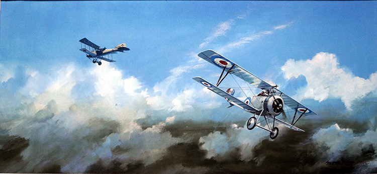 Billy Bishop Air Ace and his Nieuport Type 17 (Original) (Signed) by Michael Roffe at The Illustration Art Gallery