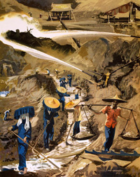 A Tin Mine in Malaya (Original Macmillan Poster) (Print)