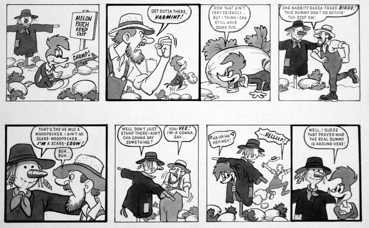 Woody Woodpecker: Scarecrow Funnies (Original) art by Woody Woodpecker (Titcombe) at The Illustration Art Gallery