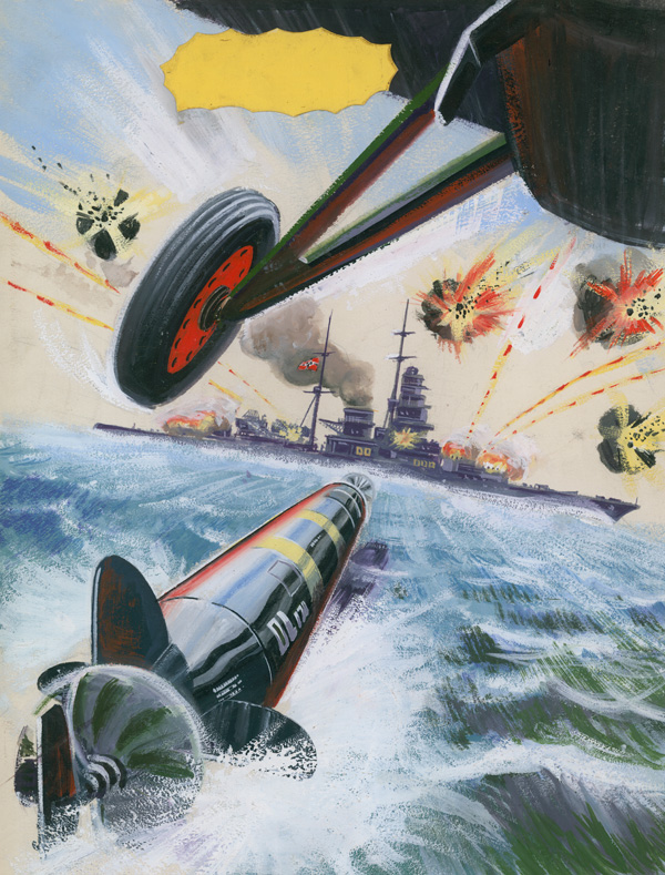 Air Ace Picture Library cover #256  'Torpedo Away' (Original) by Alan Willow Art at The Illustration Art Gallery