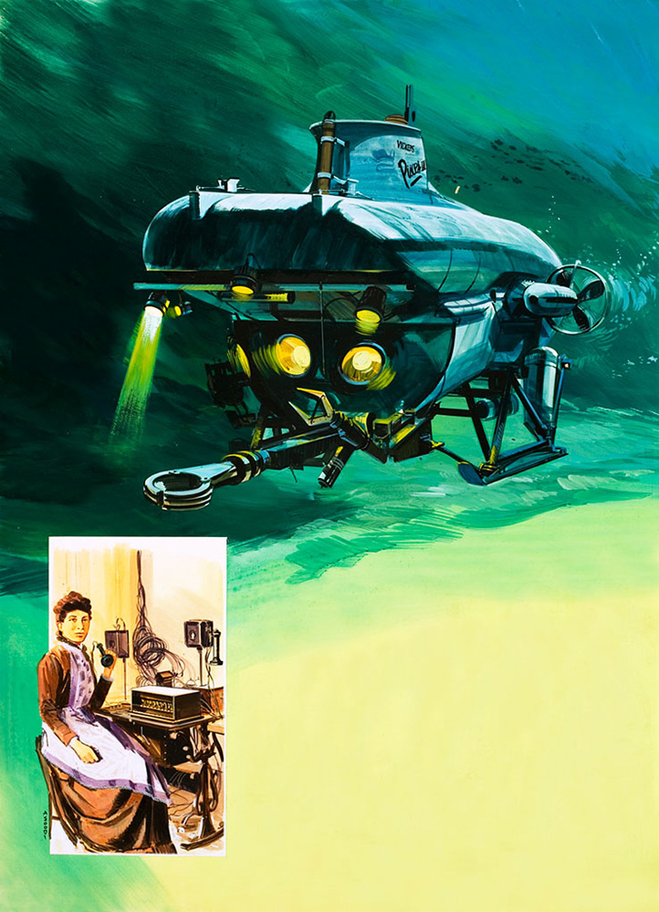 Vickers Mini-Submarine (Original) (Signed) art by Gerry Wood Art at The Illustration Art Gallery