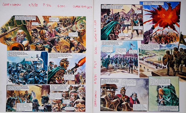 Rival Zolts from 'The War of The Zolts' (TWO pages) (Originals) (Signed) by The Trigan Empire (Gerry Wood) at The Illustration Art Gallery
