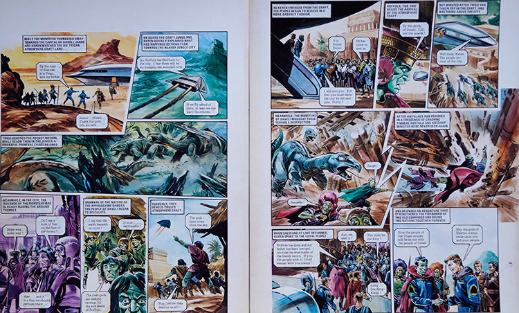 Rampaging Monsters from 'Civil War in Daveli' (TWO pages) (Originals) by The Trigan Empire (Gerry Wood) at The Illustration Art Gallery