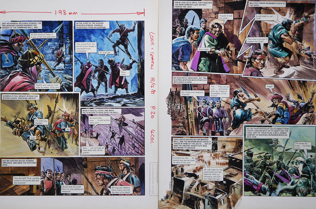 Escape from 'The War of The Zolts' (TWO pages) (Originals) (Signed) art by The Trigan Empire (Gerry Wood) at The Illustration Art Gallery