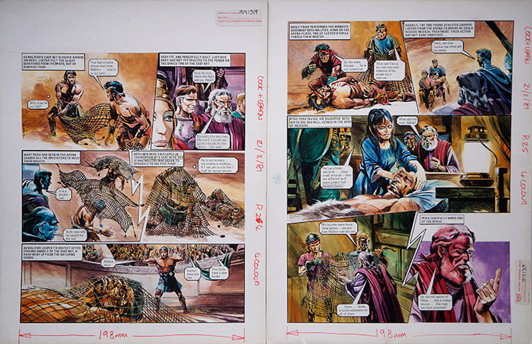 Trapped in The Death-Net from 'The War of The Zolts' (TWO pages) (Originals) (Signed) by The Trigan Empire (Gerry Wood) at The Illustration Art Gallery