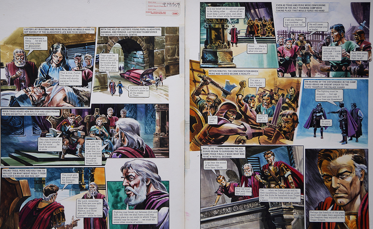 Poisoned from 'The War of The Zolts' (TWO pages) (Originals) (Signed) art by The Trigan Empire (Gerry Wood) at The Illustration Art Gallery