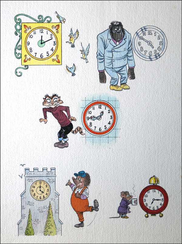 What Time Is It (TWO pages) (Originals) by Peter Woolcock at The Illustration Art Gallery