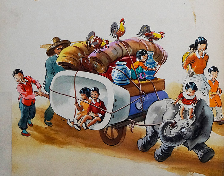Ming Vase Transport (Original) by Wee Willie Winkie (Worsley) at The Illustration Art Gallery