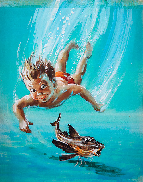 Willie Underwater (Original) by Wee Willie Winkie (Worsley) at The Illustration Art Gallery