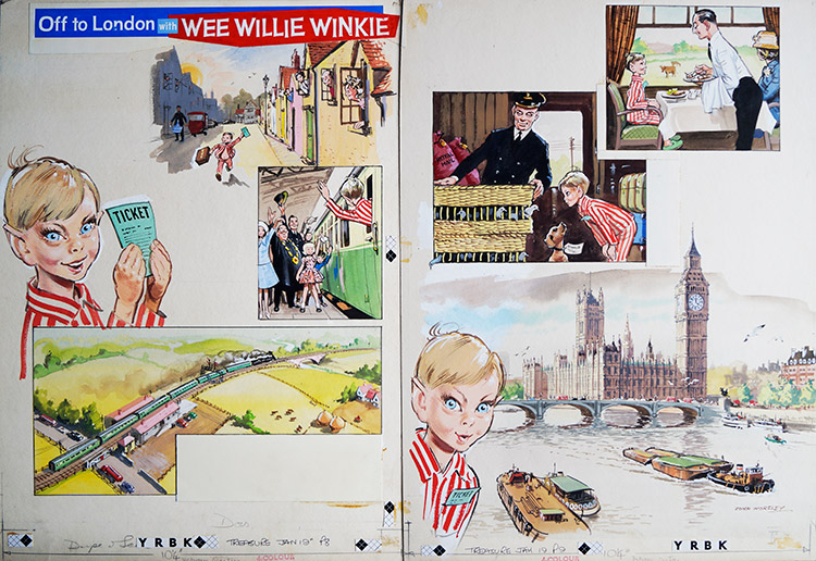 Off To London with Wee Willie Winkie (Original) (Signed) by Wee Willie Winkie (Worsley) at The Illustration Art Gallery