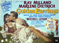 Golden Earrings Original film poster artwork art by 20th Century unidentified artist