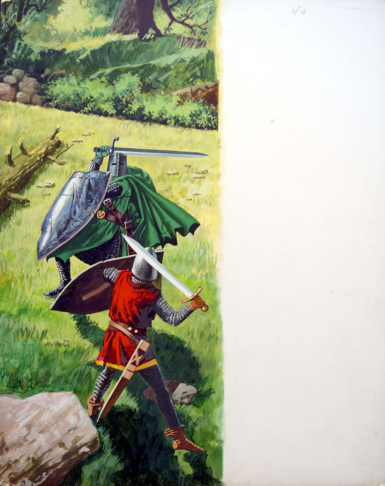King Arthur - Dancing With The Green Knight (Original) art by 20th Century at The Illustration Art Gallery