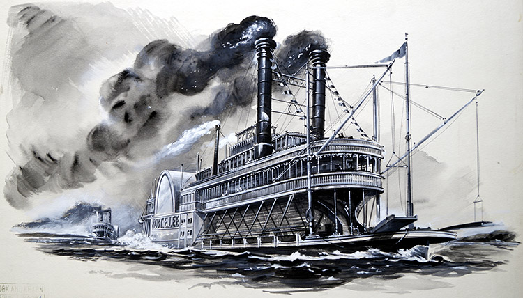 Race on the Mississippi (Original) by Transport at The Illustration Art Gallery