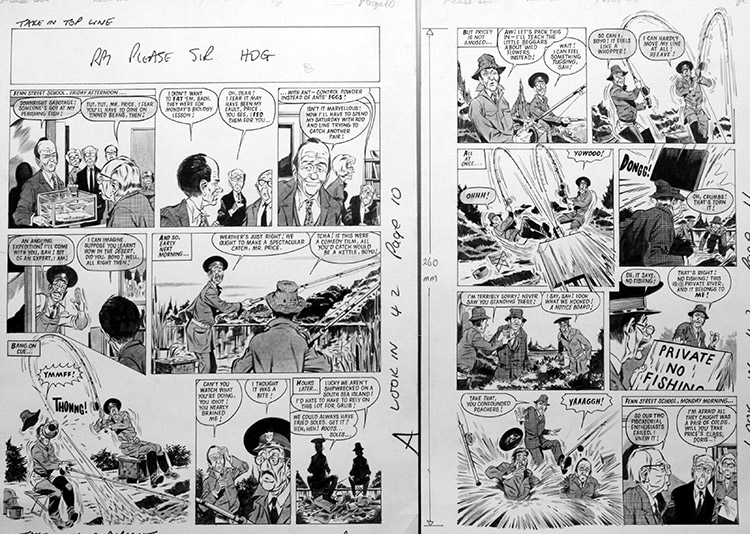 Please Sir! Gone Fishing (TWO pages) (Originals) by Graham Allen at The Illustration Art Gallery