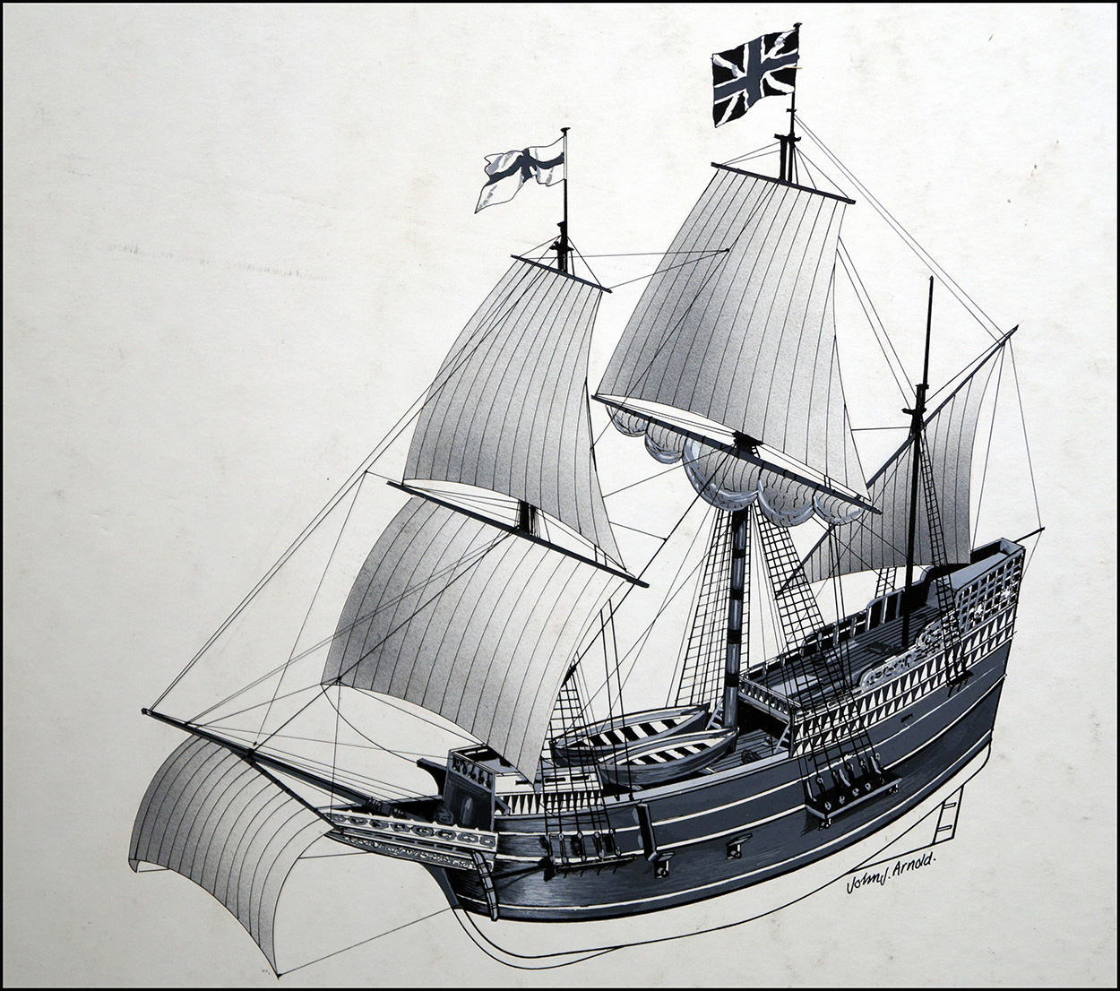 The Mayflower 1620 (Original) (Signed) art by John J Arnold Art at The Illustration Art Gallery