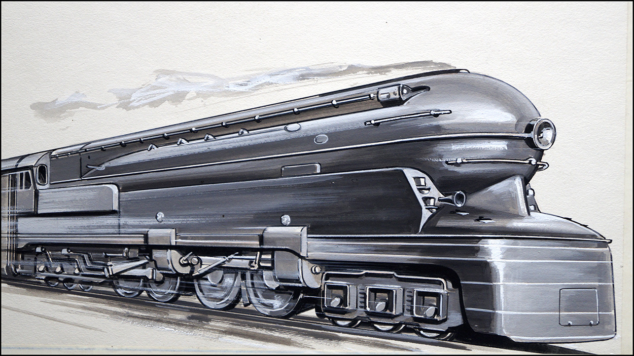 American Streamline Locomotive (Original) art by John J Arnold Art at The Illustration Art Gallery